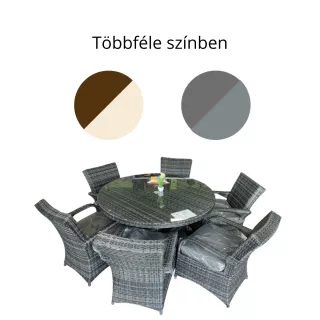 6 személyes kerti rattan étkező garnitúra kör asztallal, többféle színben (R135-6-1)