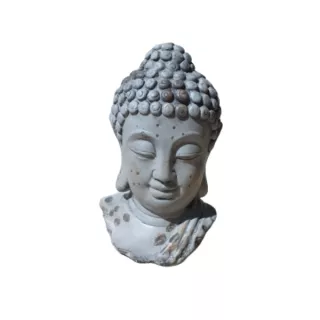 Buddha fej szobor szürke, 20 cm