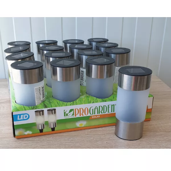Szolár lámpa henger alakú, 6 x 24 cm inox (KOP370798)