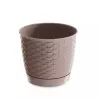 Rattan hatású kaspó alátéttel / Mocca ( DRLO250/7529U )