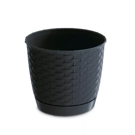 Rattan hatású kaspó alátéttel 19 cm, többféle színben (DRLO190)