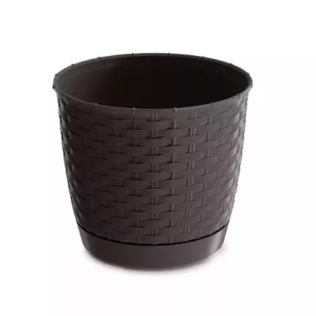 Rattan hatású kaspó alátéttel 19 cm, többféle színben (DRLO190)