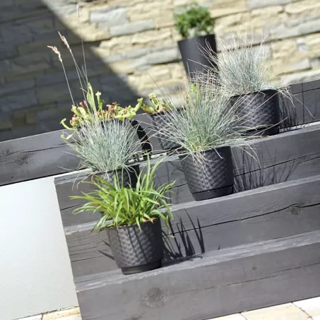 Rattan hatású kaspó / mocca 145 mm átmérőjű (DRLO145/7529U)