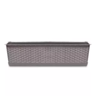 Rattan hatású műanyag peremes balkonláda, mocca ( ISR400P/7529U )
