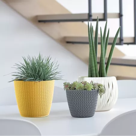 Wheaty rattan hatású kaspó, antracit (DWH190/S433)