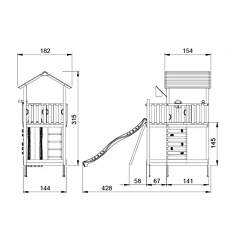 Chalet kerti fajáték, szerelt, csúszda nélkül (500281)