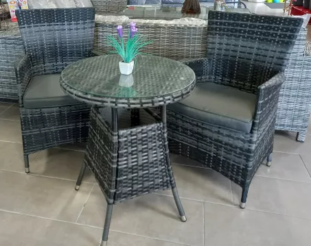 Rattan garnitúra 60 cm, 2 db székkel, szürke- fekete (R60-3B)