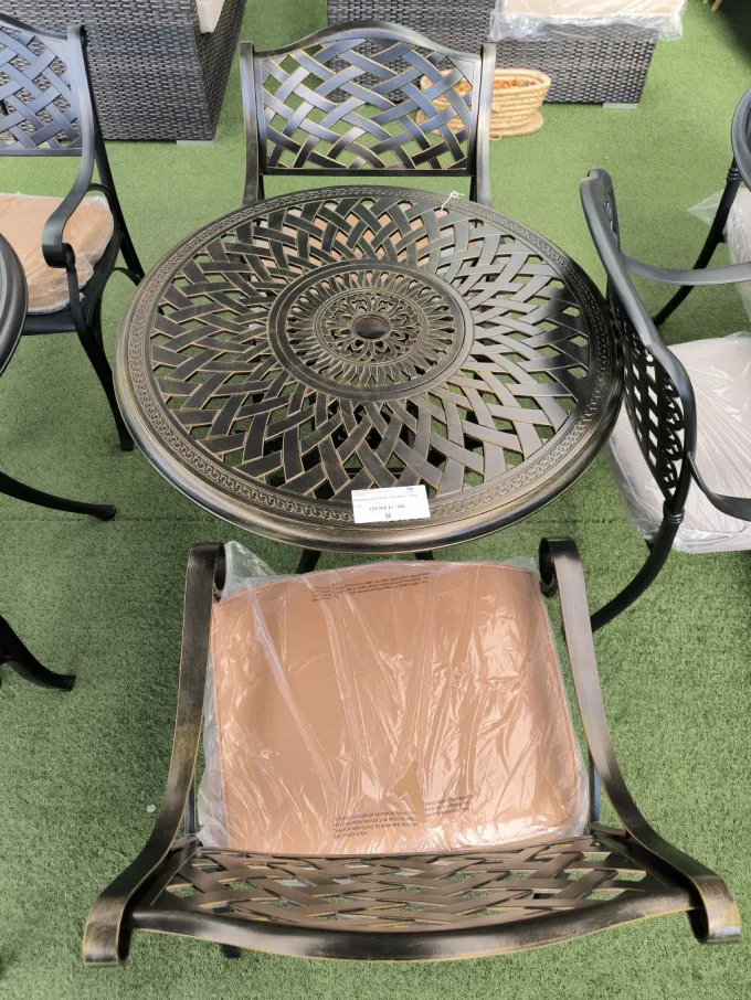 Alumínium asztal 78x78 + szék bronz + párna (651BR)